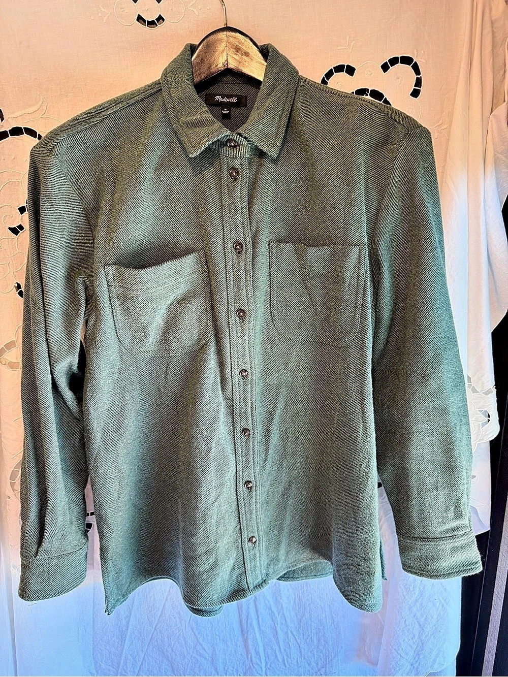 Madewell Olive Green Brushed Twill Utility Shirt Med Cotton Overshirt Shacket